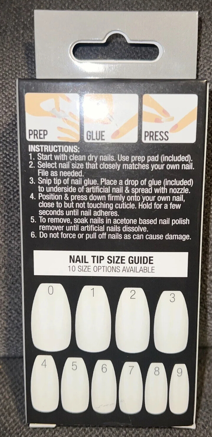 L.A. COLORS Nail Frill Artificial Nail Tips, Marble-ous Mani, 33 Pieces