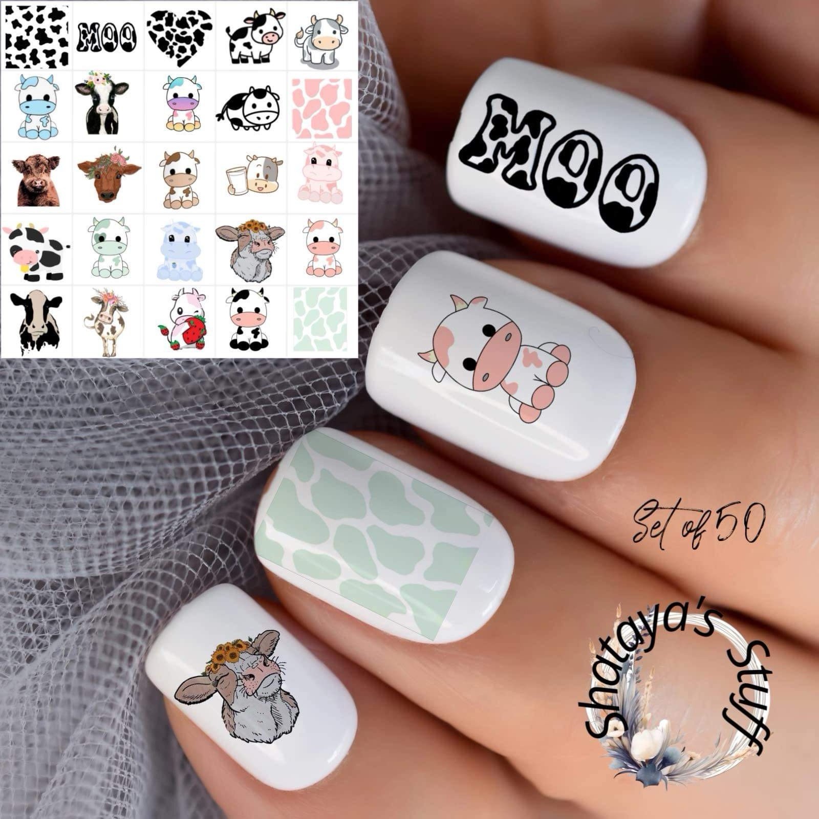 Cow Set Of 50Waterslide Nail Art Decals