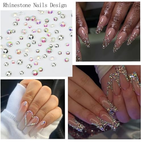 Transparent AB Nail Art Rhinestones Flatback Nail Charms Mixed Size 05-Colorful