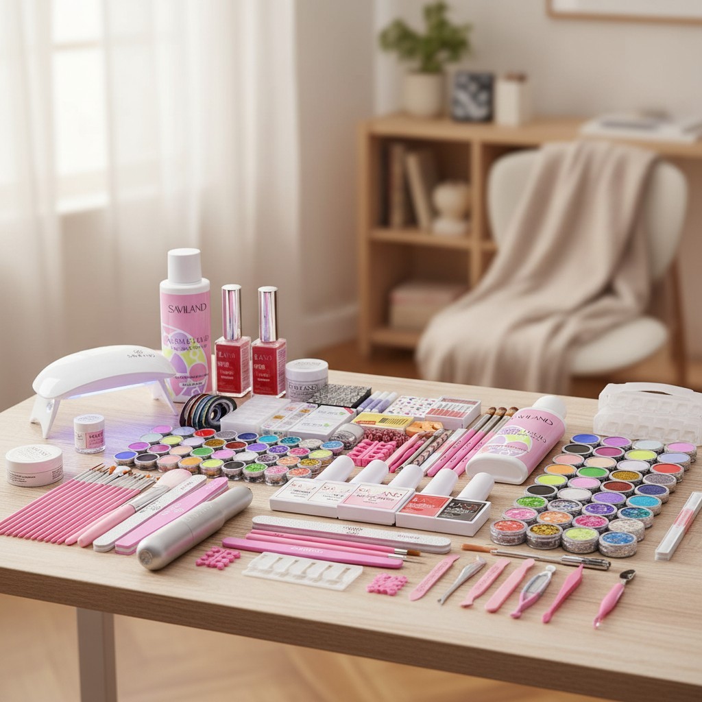 Saviland Acrylic Nail Kit: Complete Drill, UV Light & Tools for Home Nail Art