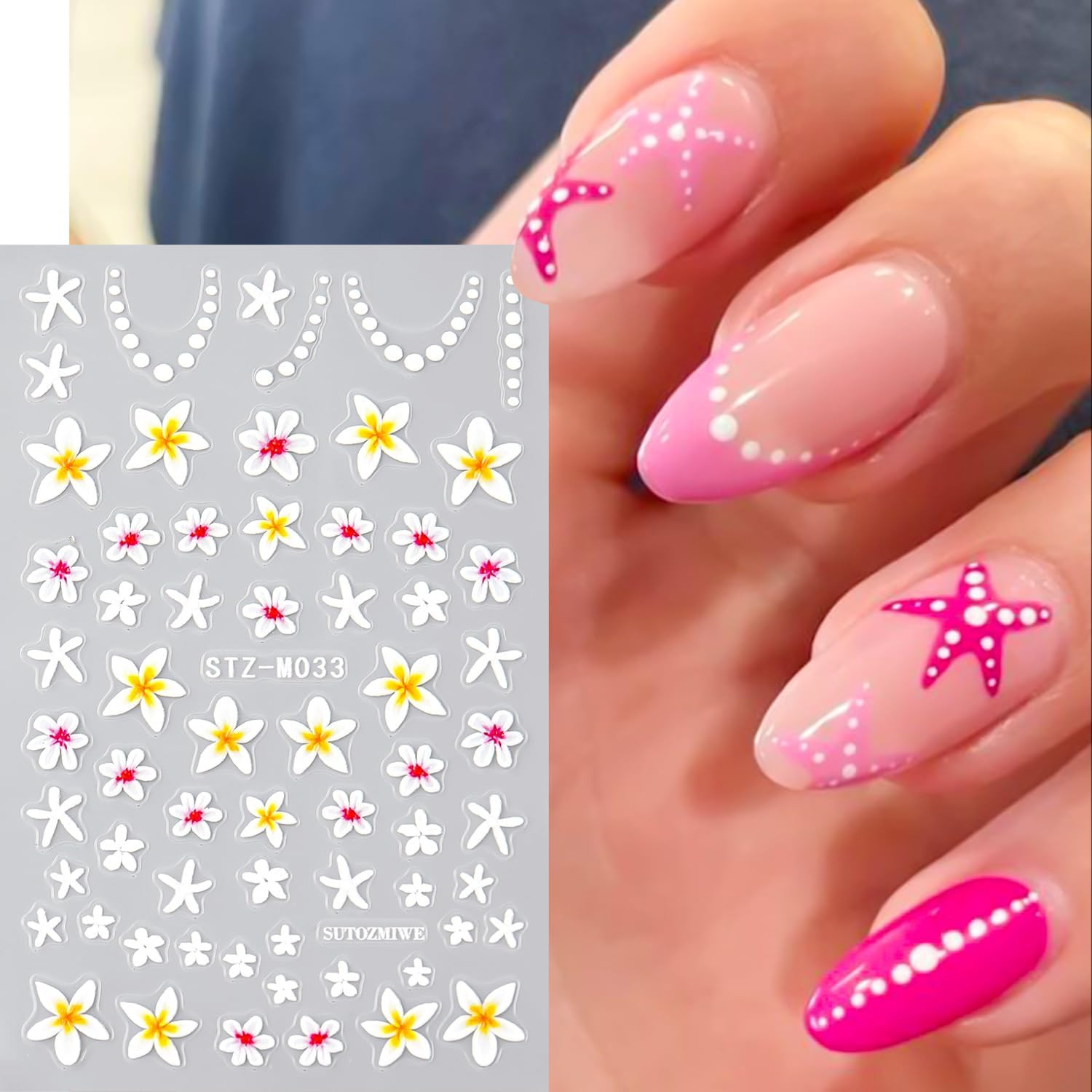 Flower Nail Art Stickers Decals 3PCS 3D Self-Adhesive Floral Nail Stickers | Fra