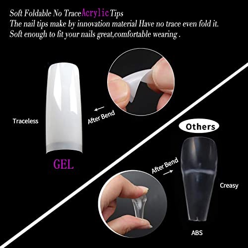 Natural French Nail Tips 500pcs Acrylic Fake Nails Coffin Square Nails Tips