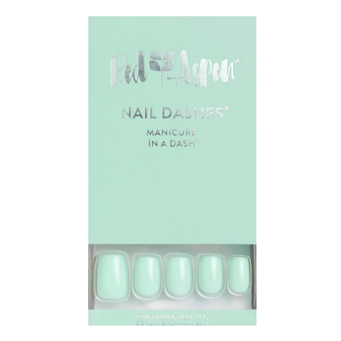 Red Aspen Press On Nails – Mia’s Mint Julep – Short Coffin – Green Shiny
