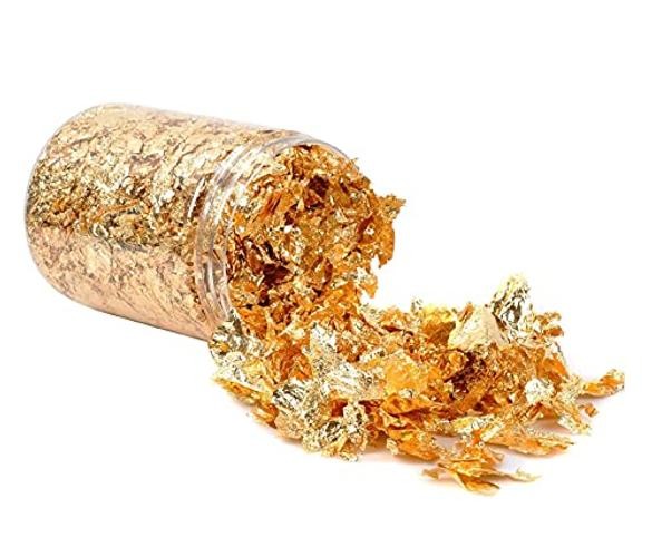 Gold Leaf Flakes,Gold Foil Flakes for Resin，10g Metallic Foil Flakes，for golden