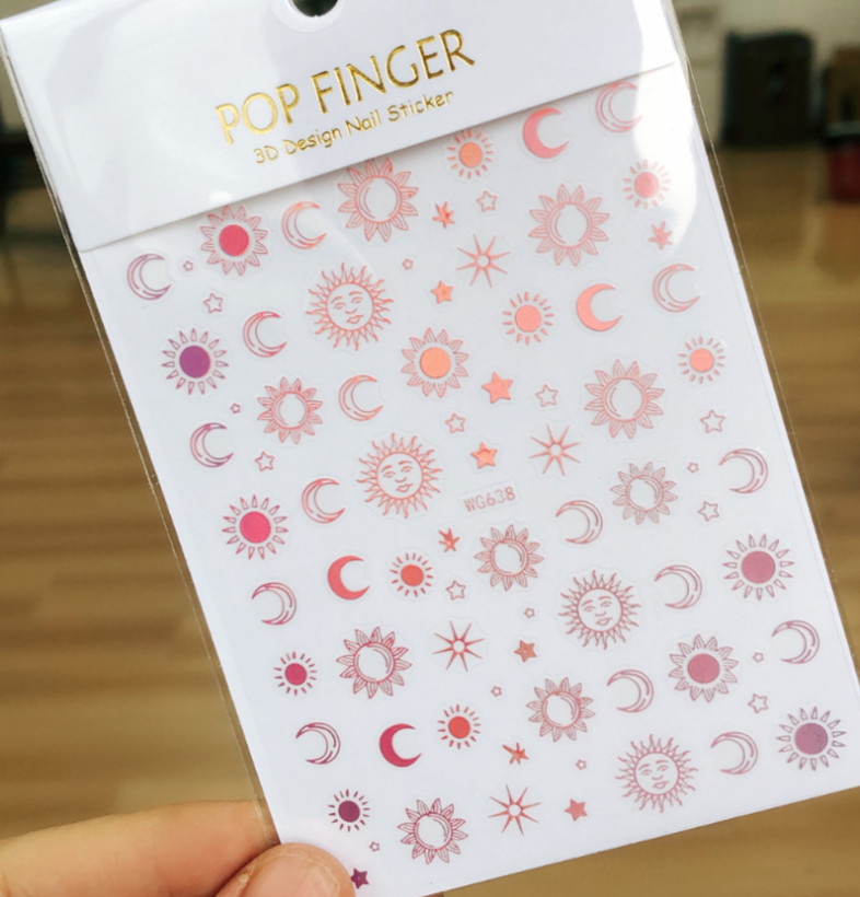 Star Moon Bronzing Heart Nails Gold Sliver Laser Spiritual Baddies Stickers NH26