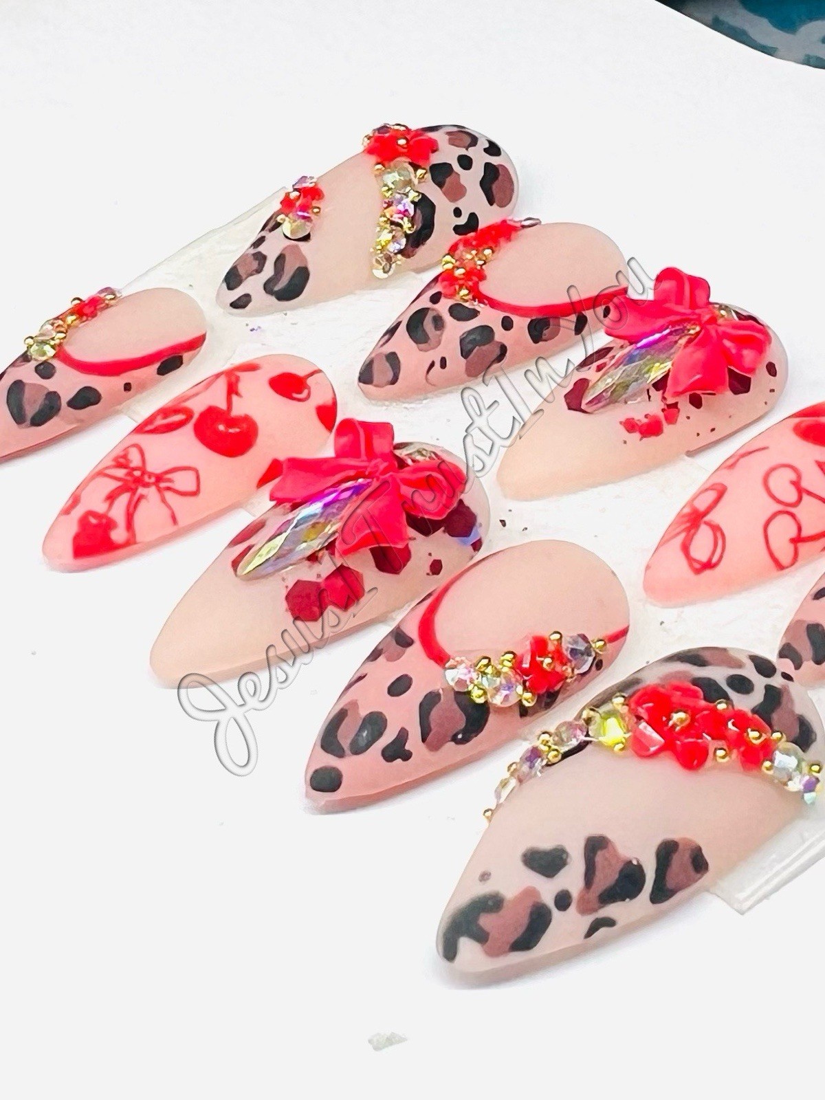 CLEARANCE – CUSTOM SHORT STILETTO GEL PRESS ON NAILS READY TO SHIP
