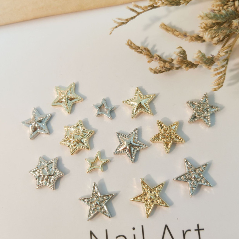 10pcs Silver Gold Alloy Mixed Star Charms Nail Art Jewelry Décor NH9