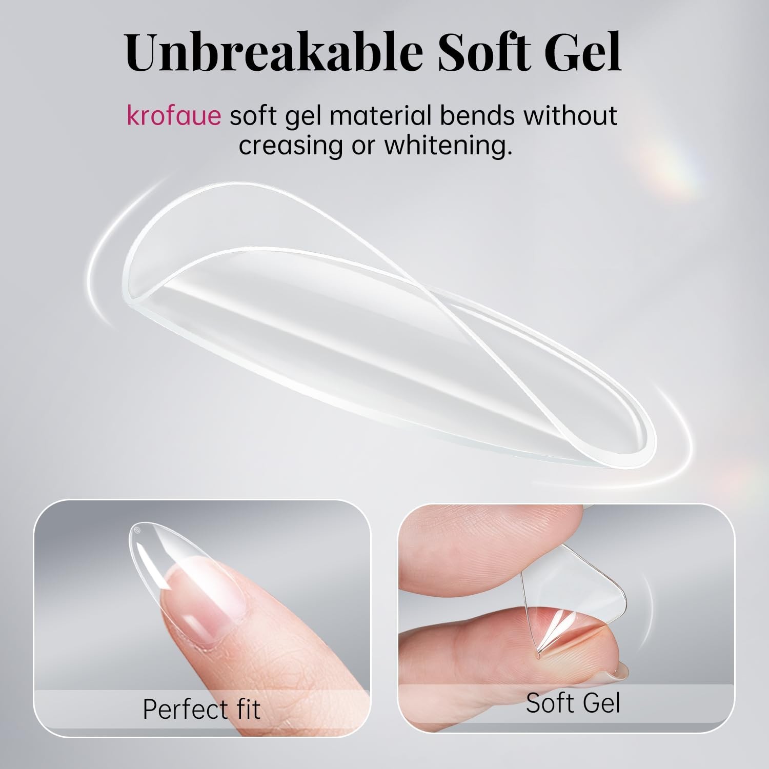 Almond Nails Tips 240Pcs 12 Sizes- Soft Gel Clear No Crease Pre-shape Oval Ar…