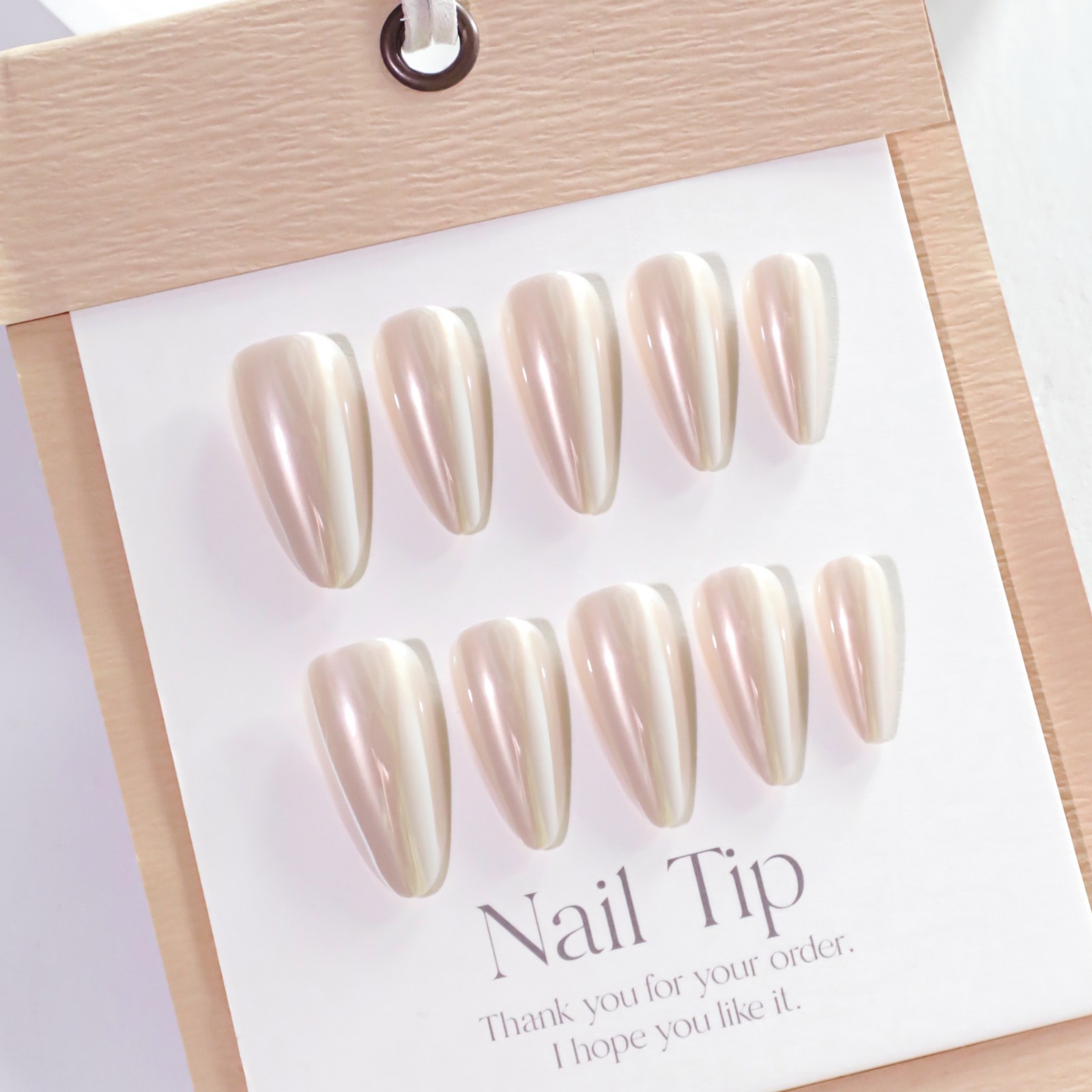 30 Pcs Solid Color Press-on Nails with Glitter Effect Medium-Length Almond Nails