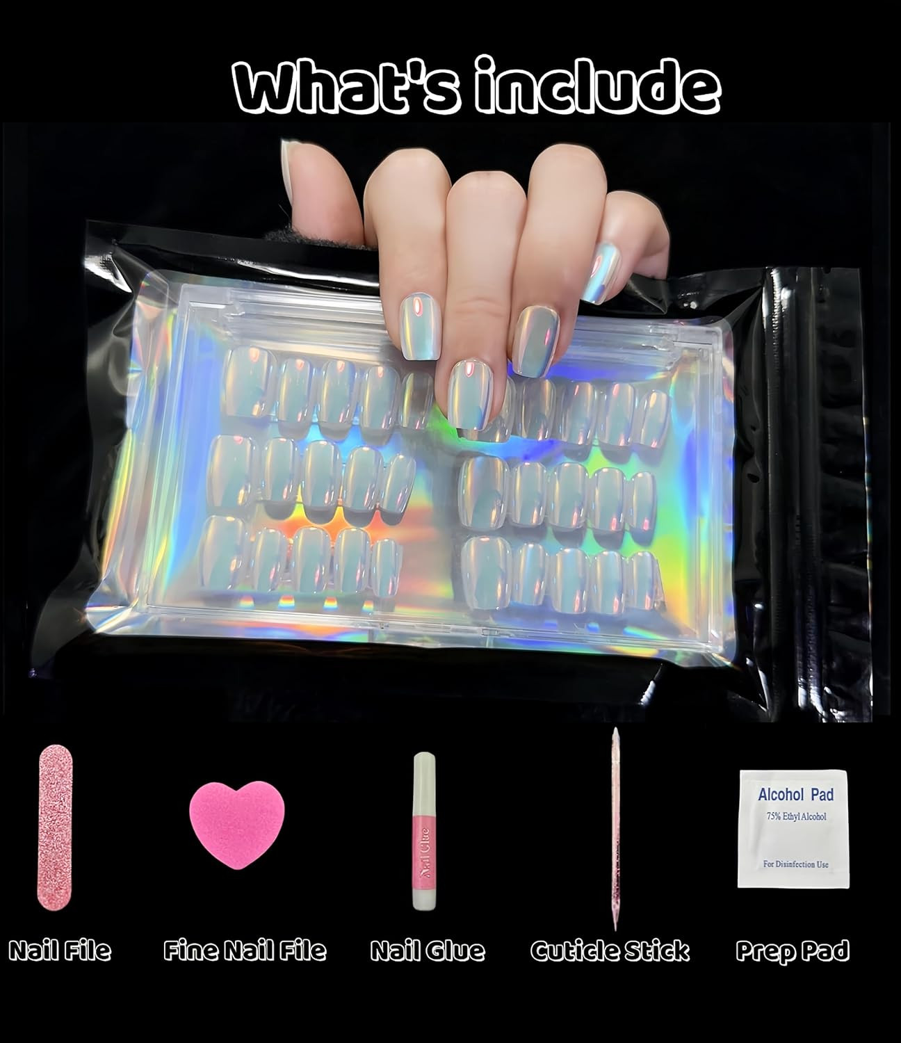 Cat’S Eye Press on Nails (30PCS；SIZE：XS-S-M), Short Square Fake Nails, Handmade