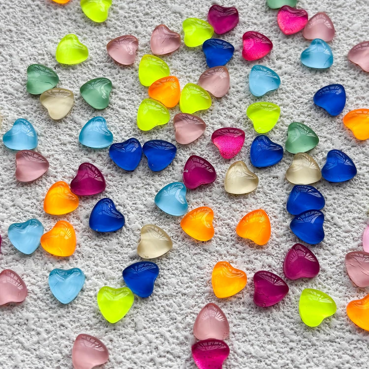 100Pcs Heart Nail Charms Mixed Colors Kawaii Nail Charms 3D Resin Love Hearts Rh