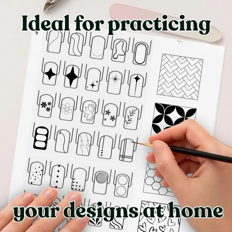 Nail practice Hand Painting Design Sheet reusable Nail Art mat for UV gel Polish