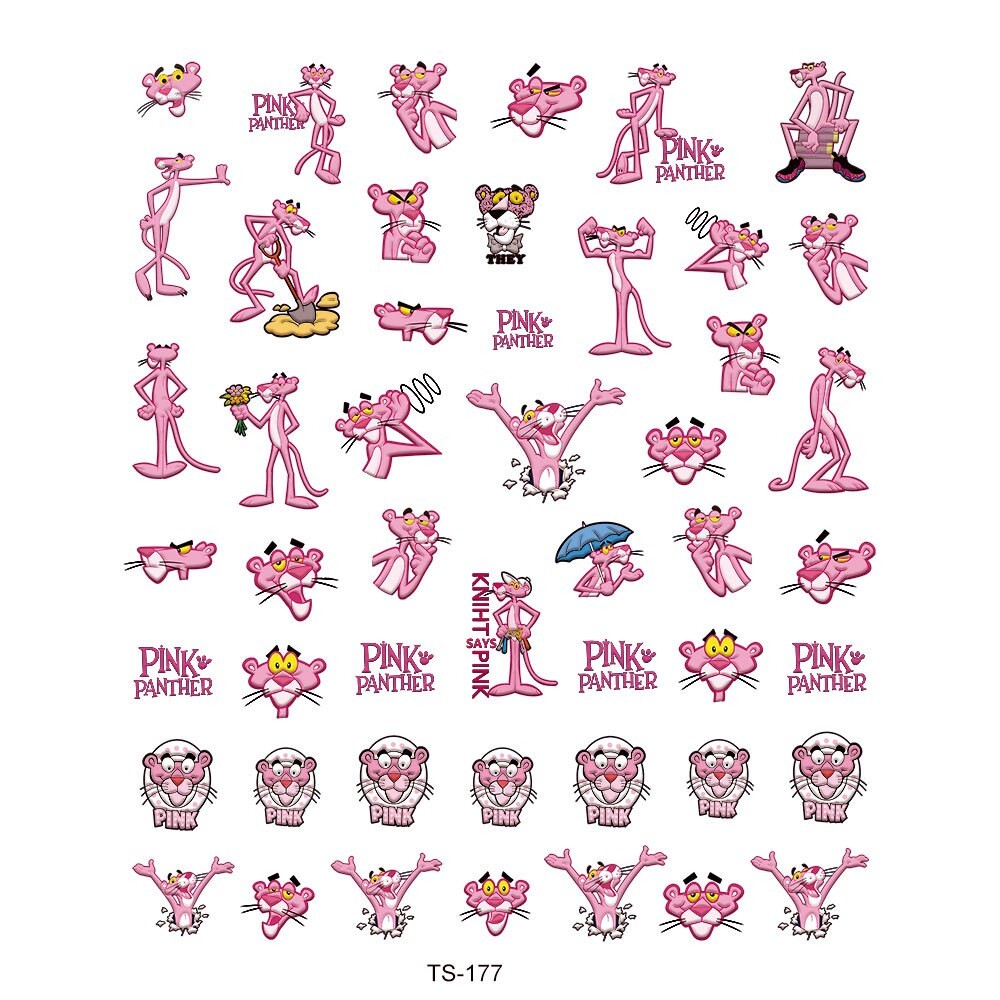 3D Nail Stickers Nail Art Decal Waterproof Pink Panther Paw Print TS177 NH13