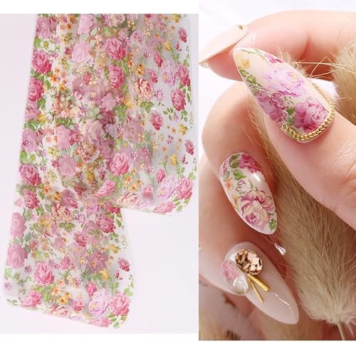 Flower Nail Foil, Flowers Nails Design Stickers Decals Holographic Style 9