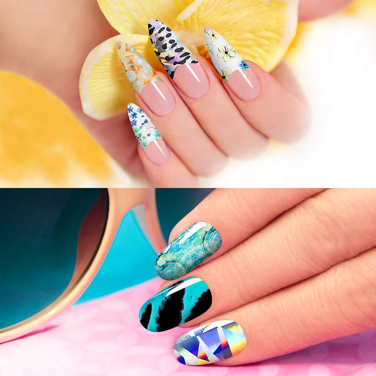 Duufin 300 Sheets Nail Foils Art Transfer Foil Stickers White,colorful