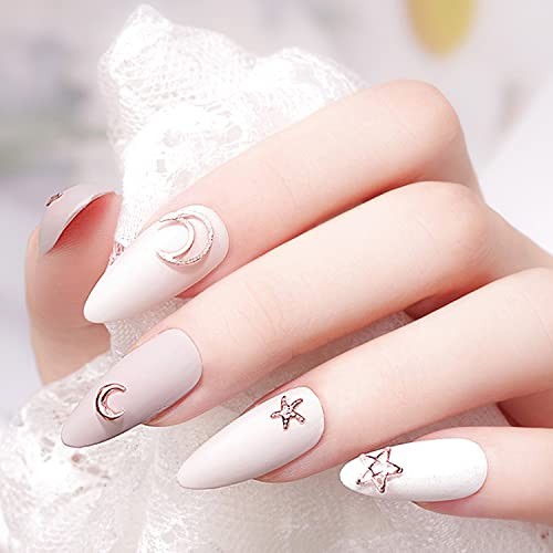 28 Grids Alloy Nail Art Rivets, 3D Mix Geometry Nail Studs Rose Gold Nail Studs