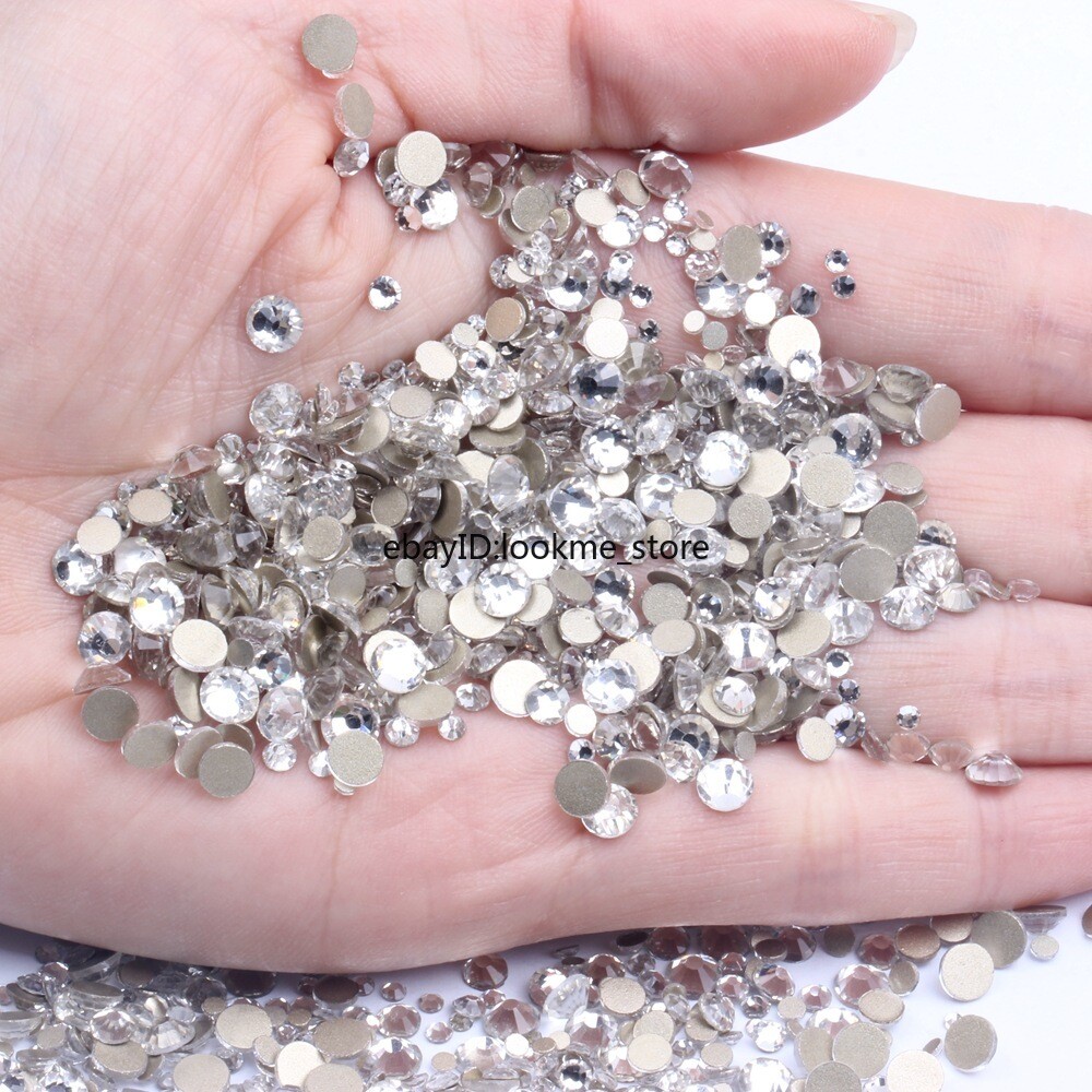 SS3-50 Crystal Clear & AB Flat Back Rhinestones Glass Beads Nail Art Craft Gems