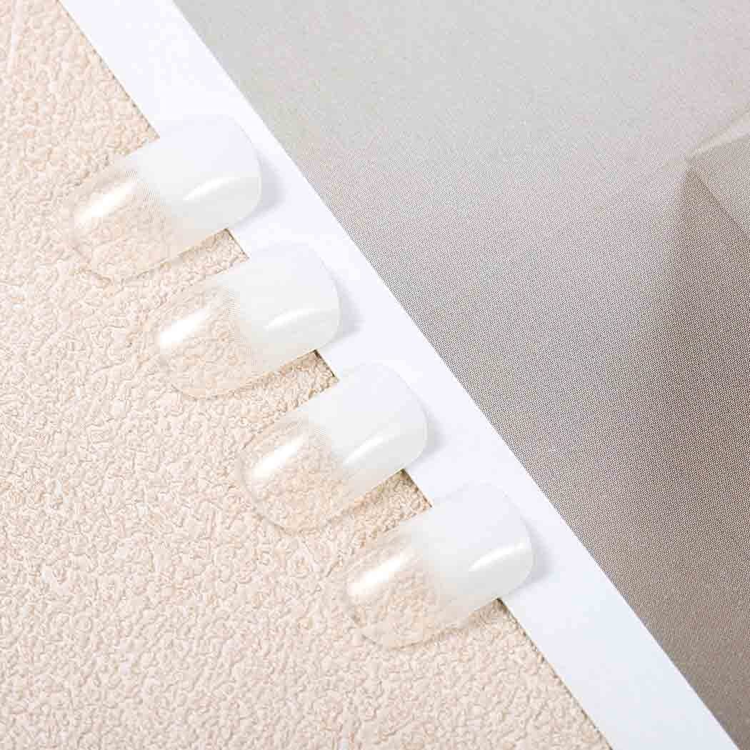 Press on Nails White Ombre Fake Nails Short Square Glossy False Nails Acrylic…