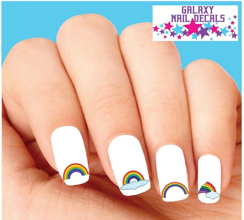 Waterslide Rainbow Nail Decals – Set of 20 Colorful Rainbows Assorted