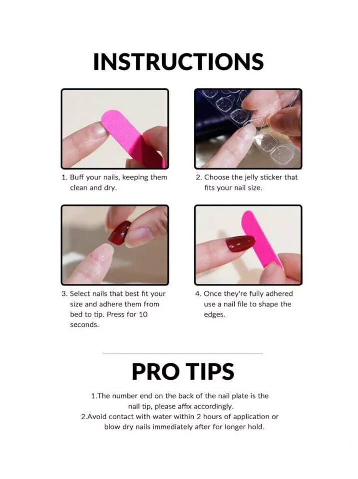 Press On Nails – 24pcs Reusable Short Oval Solid Colour Red Pink False Nail