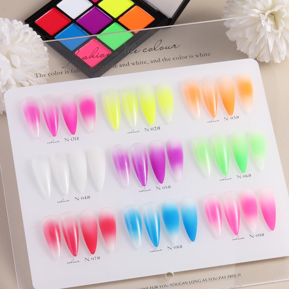 Neon Nail Pigment Palette, 9 Colors Solid Neon Nail Phosphor Fluorescent Nail…