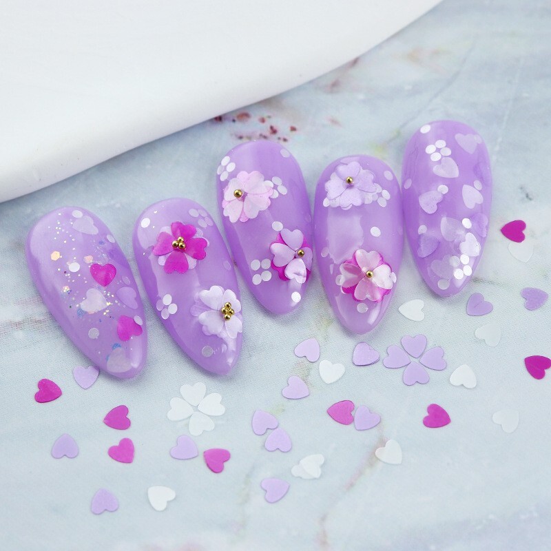 6 Grids Multi-Color LOVE Heart Nail Art Laser Sequins Glitter Flakes DIY Decor