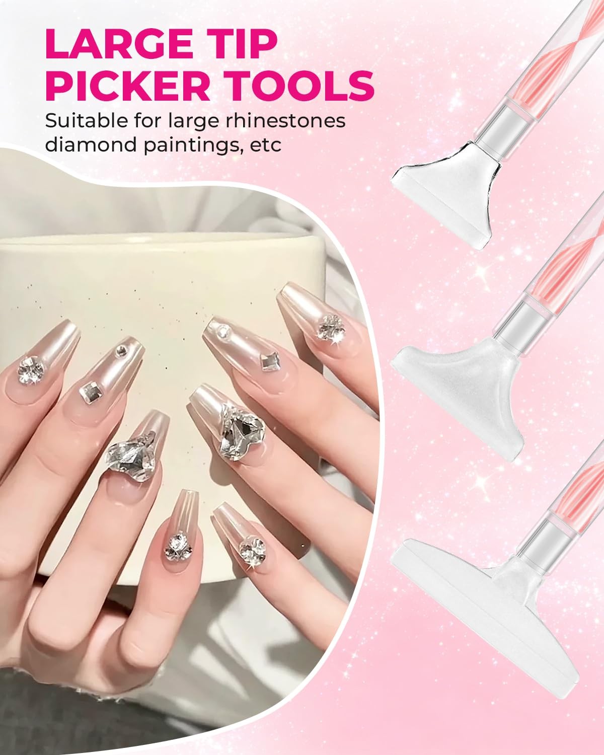 Rhinestone Picker Tool Kit: 2Pcs Rhinestone Picker Handle, Dual-Ended Rhinest…