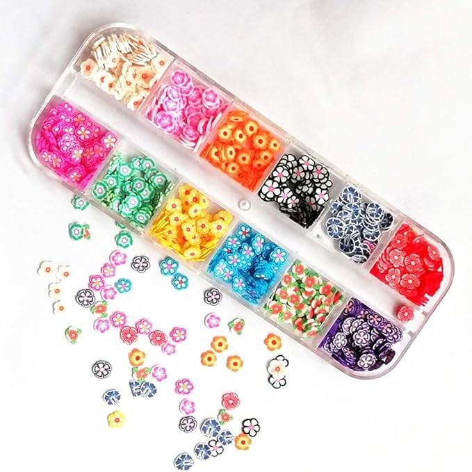 12 Small Latticel Crystal Mash Clay Strip Flowers Fruit Slices Nail Craft Making