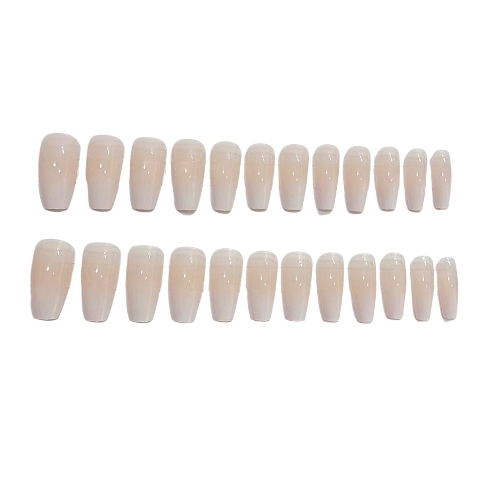 Fashionable Press On Nails featuring Ombre Milky White Long Coffin Shape Design