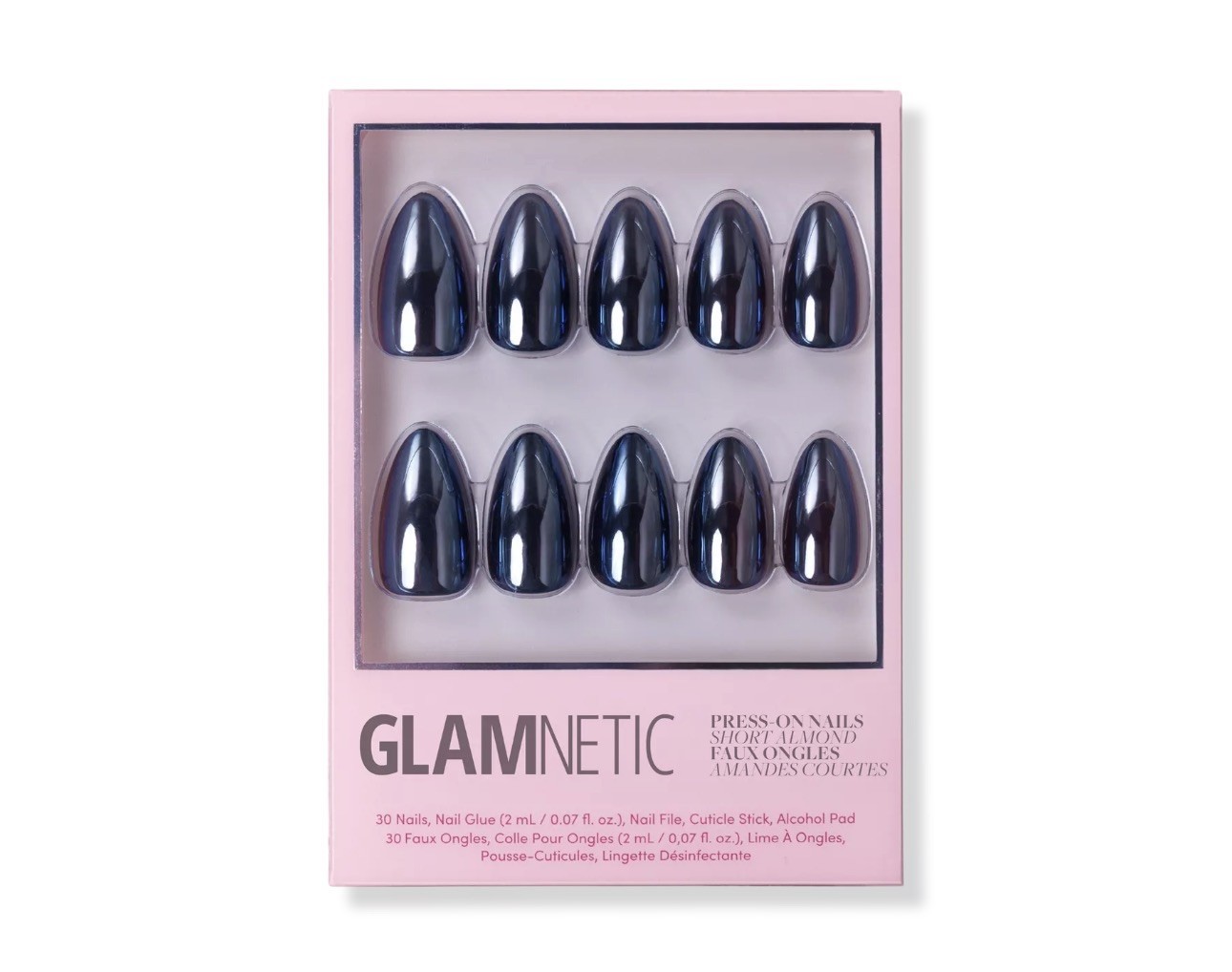 Glamnetic Press On Nails Metallic Short Almond Lot 3 Different Style Sets New