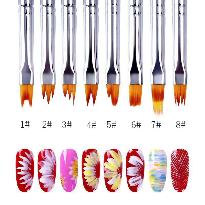 1 Set 8 Pcs Nail Flower Brush Petal Pattern Pen Serrated Pens DIY Nail Art Tool