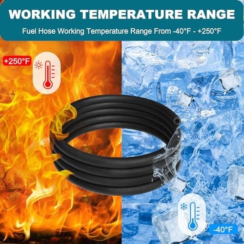 3/8 Inch (10mm) ID Fuel Line Hose, 10 FT 300PSI Push Lock NBR Rubber Hose for Au