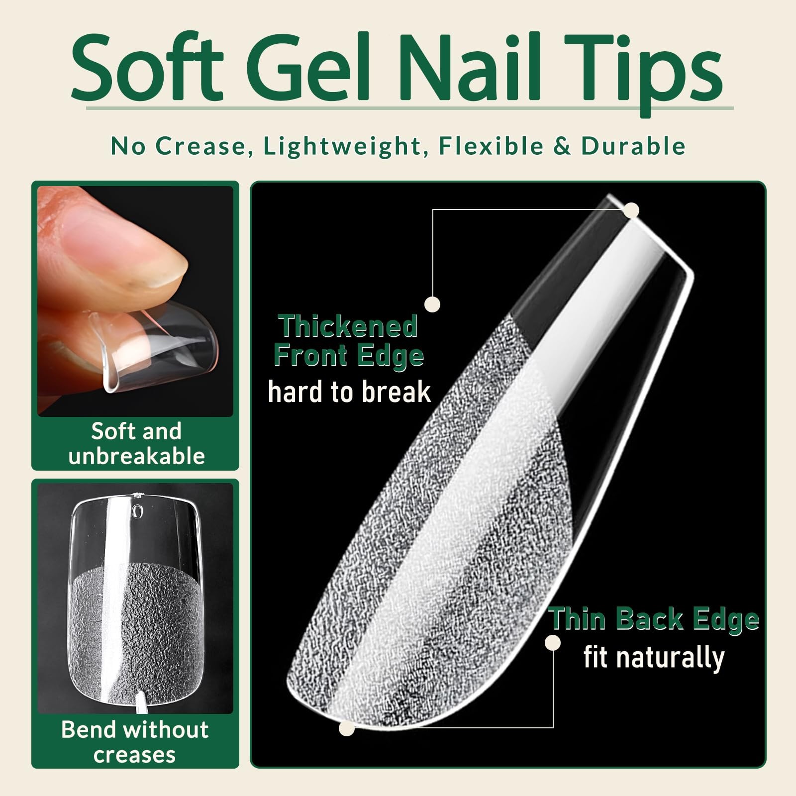 360Pcs Short Square Nail Tips, 15Sizes Square Nails Tips Clear Press on Nails…