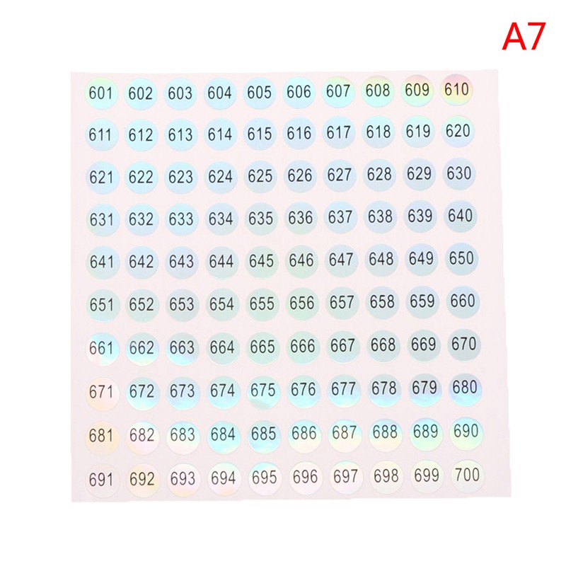 1-1000 Round Waterproof Nail Number Sticker Digital Label Self Adhesive Numbers