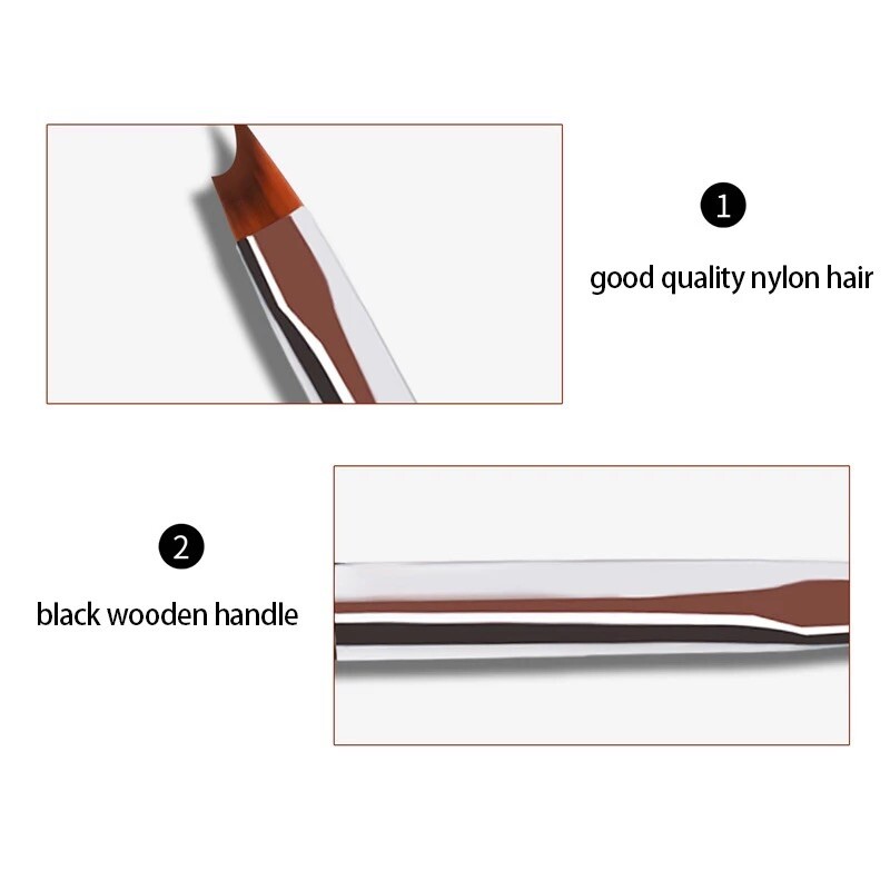 Half Moon French Manicure Flat Nail Brush Semi Circle Smile Line Liner Pen Wood