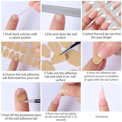 Ymapinc 600PCS Ultra-Thin Nail Adhesive Tabs, 3 Sizes Waterproof Breathable