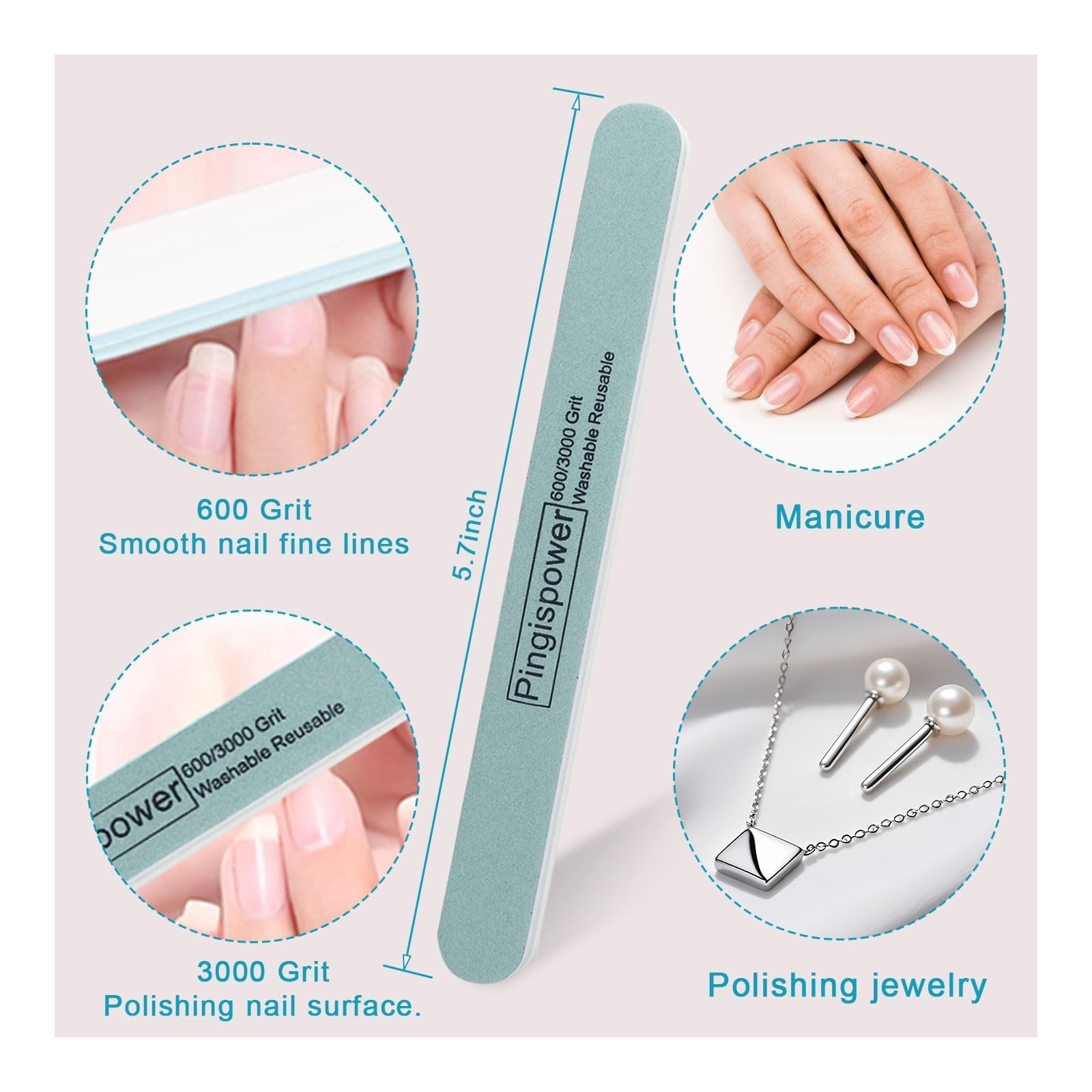 Nail File and Buffer, 10PCS Professional Nail Files and Buffers Block for Nat…