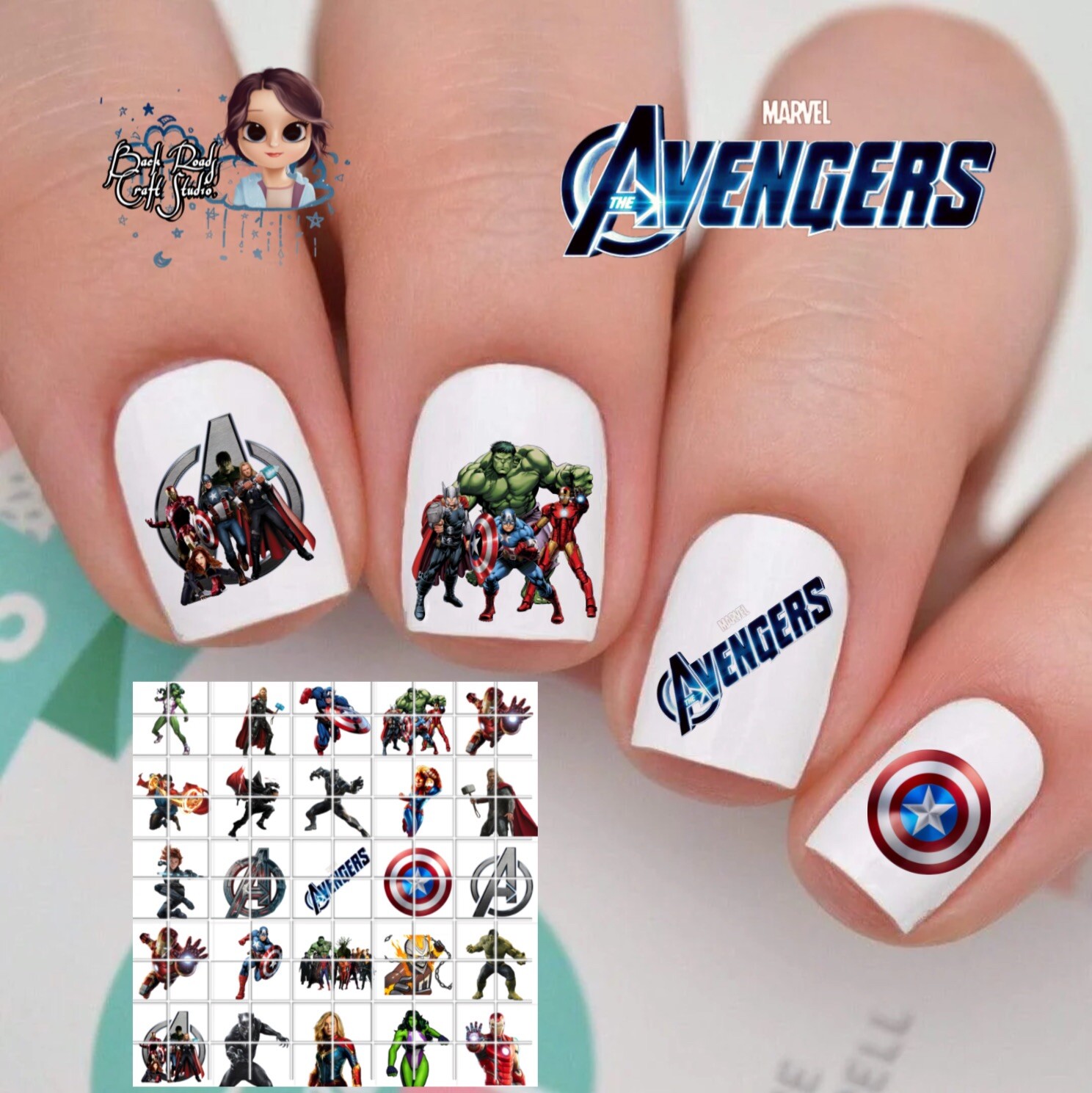 Avengers Waterslide Nail Decals Set Of 50 Instructions & Bonus