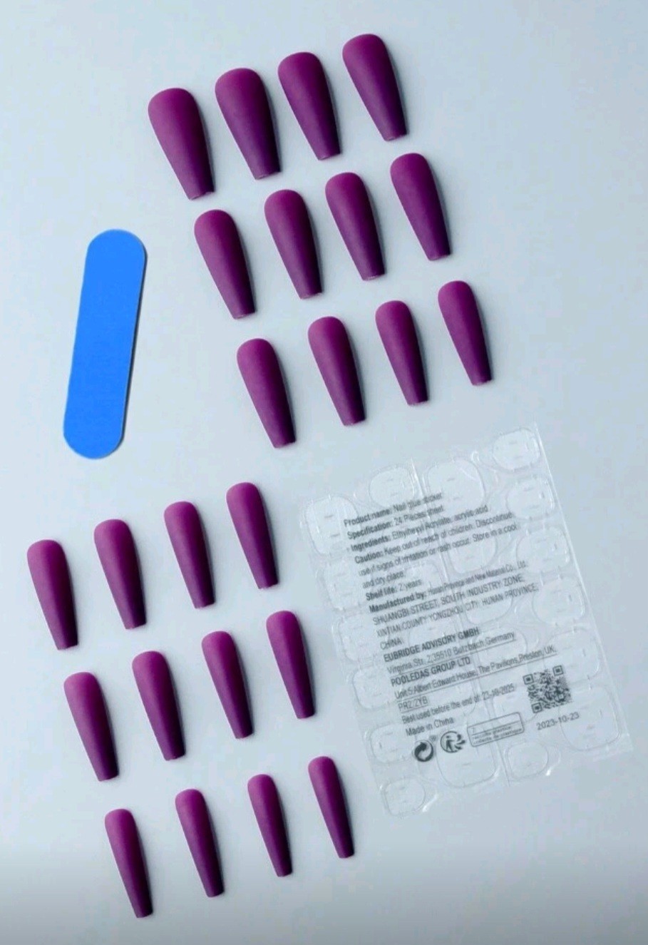 Press-On Nails Dark Berry/Purple Extra Long Diva Length Coffin Shaped