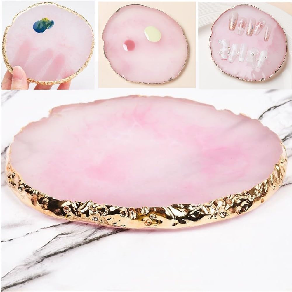 Resin Nail Art Palette & Ombre Sponge Pen, Pink or White, 4 Refill Heads