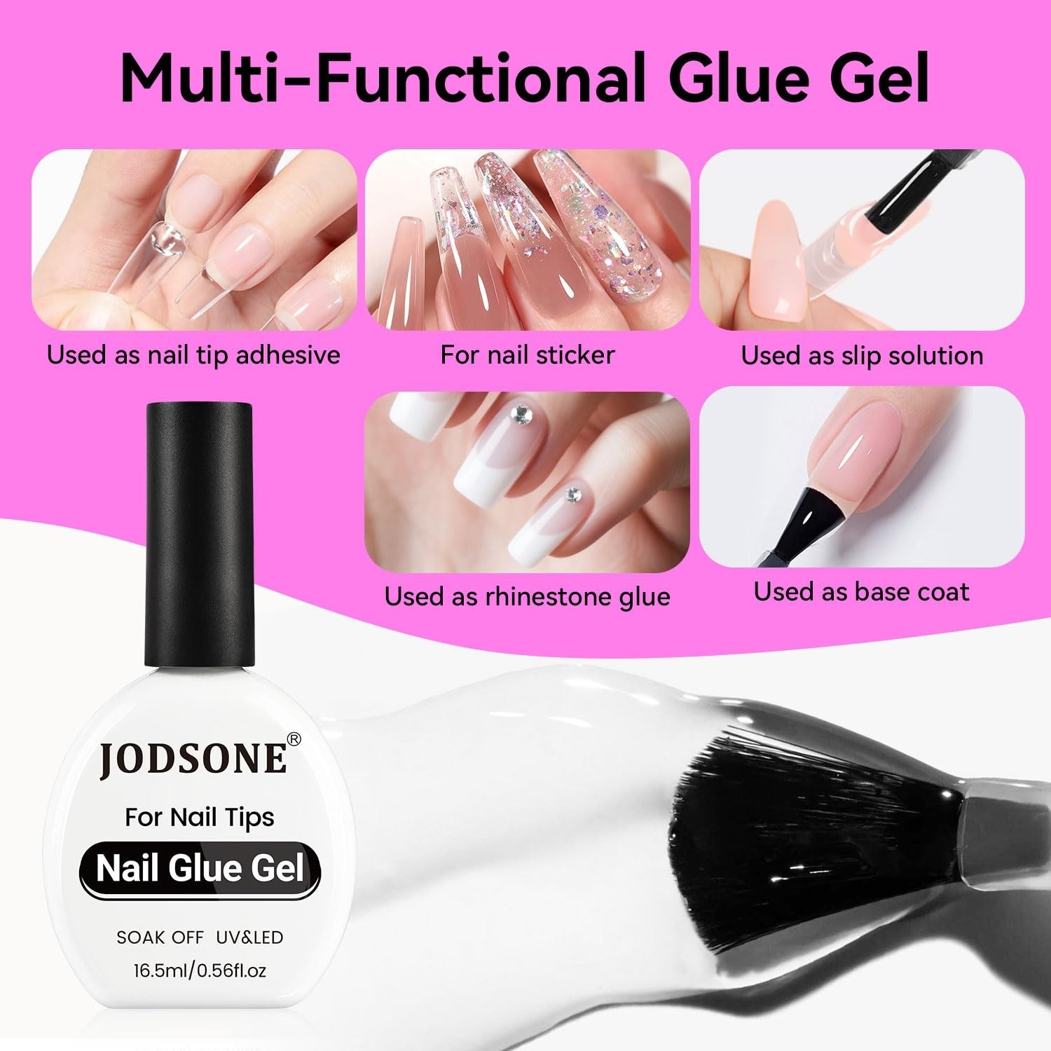 Long-Lasting Nail Glue Gel – 2 Pack for False Nails and Rhinestone Applications