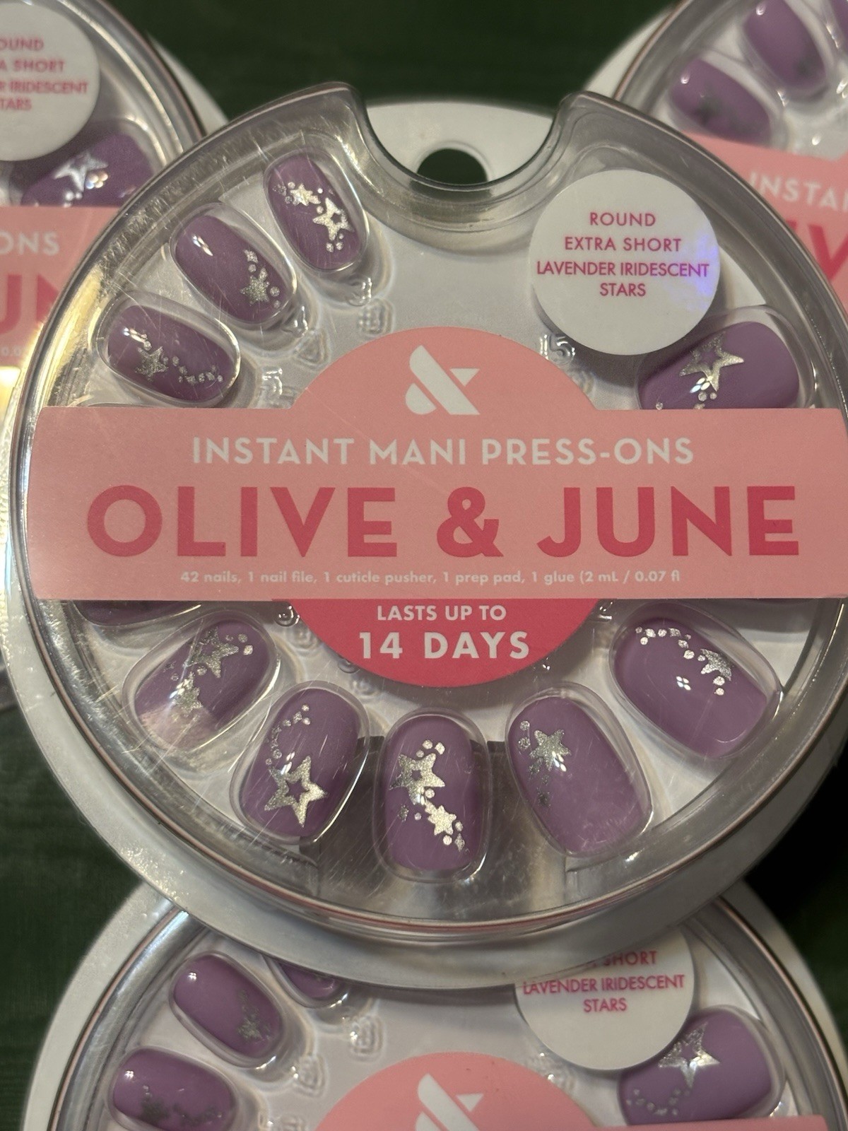 Olive & June Instant Mani Press On Nails Lavender Iridescent Stars- NEW