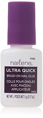 Nailene Pink Brush-On Nail Glue, 0.10 oz – Durable, Easy to Apply False Nail