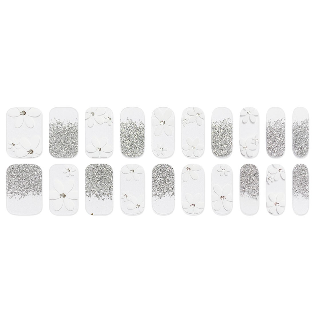 Metal White Silver Nail Wraps Korean Glitter Star Daily Beauty Point Full Style