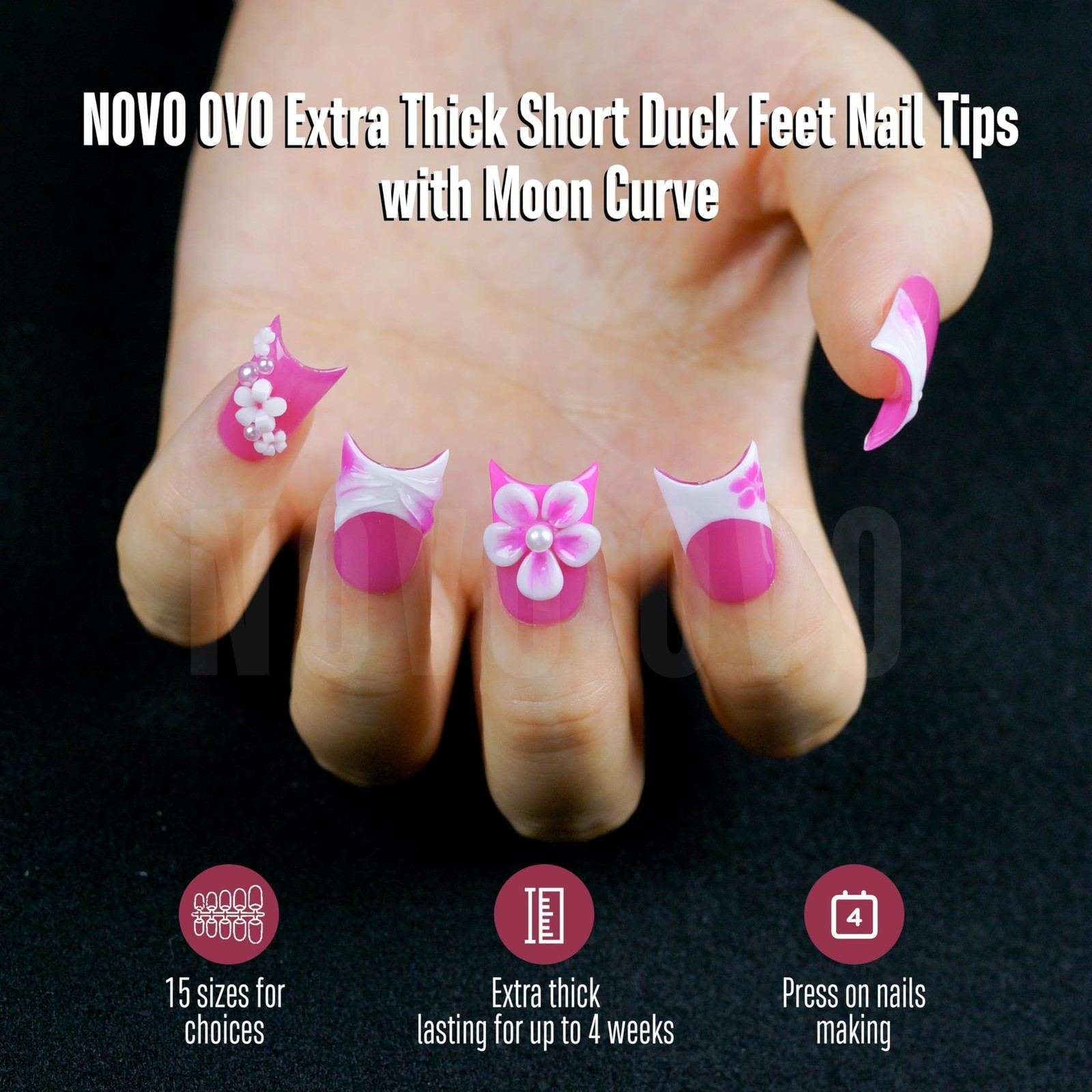 NOVO OVO Halloween Extra Thick Short, Short Duck Nails With Moon Curve 240