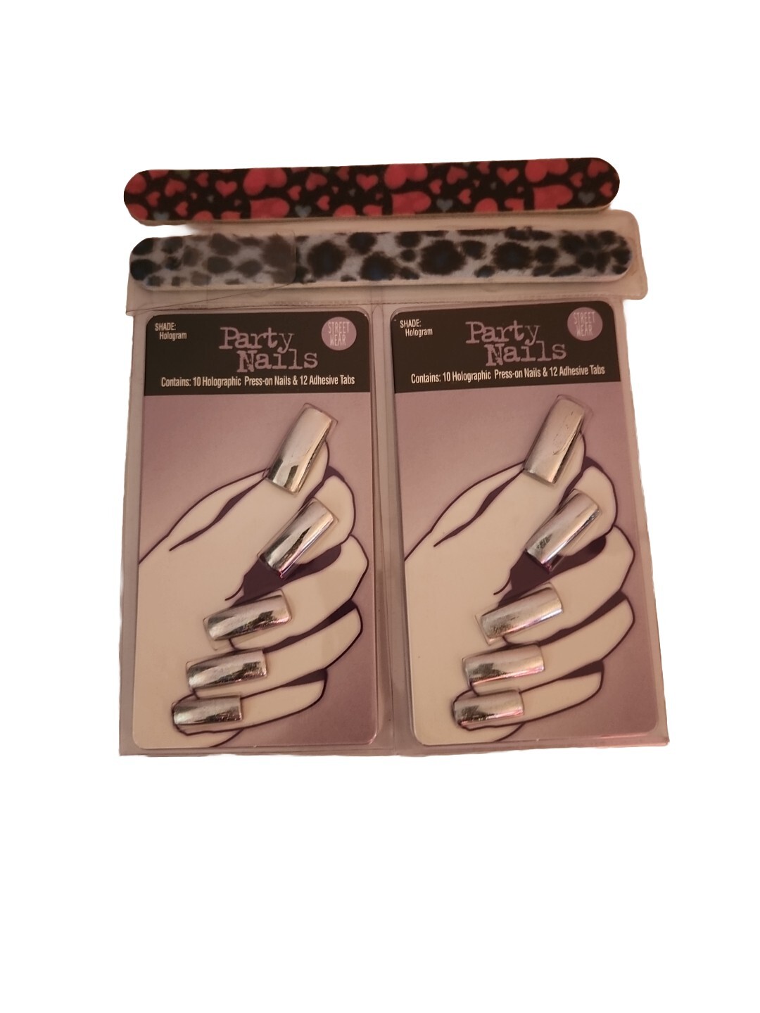 2 Pack Revlon Street Wear Party Nails Press on Nails Hologram 2 nail files