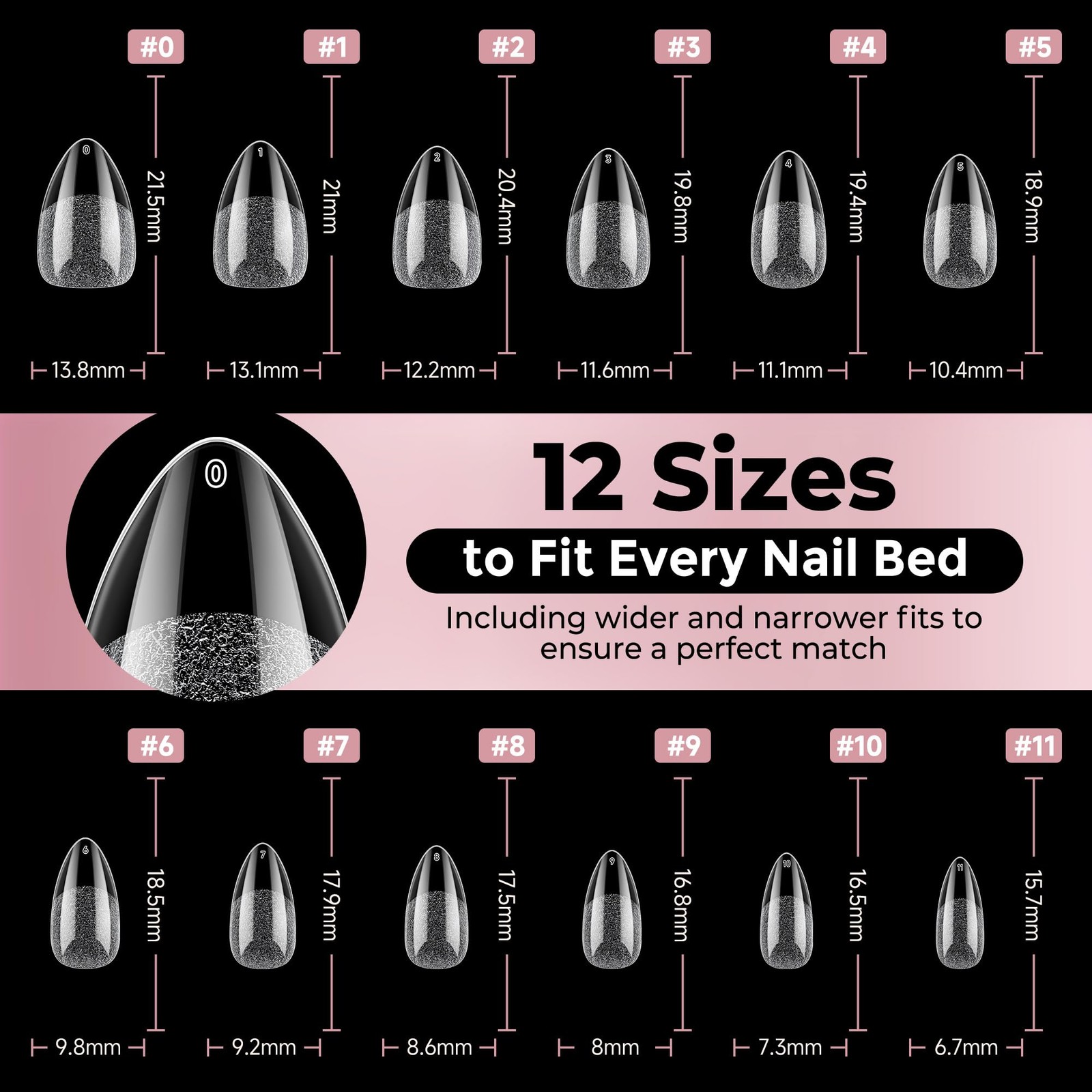 Short Almond Nail Tips – 240pcs Soft Gel Full Cover Acrylic Press-On Nails