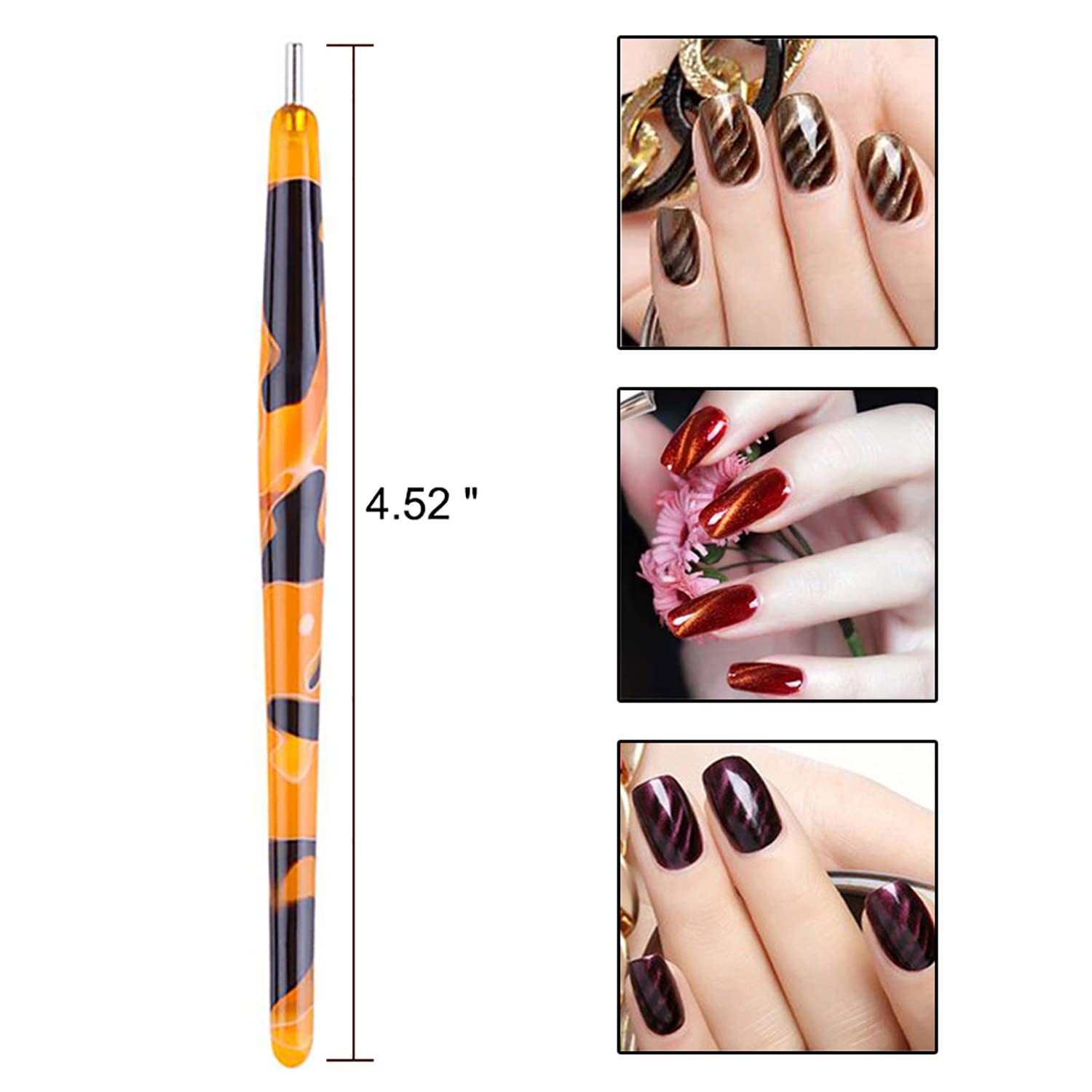 3Pcs Nail Magnet 3D Cat Eye Magnet for Nails Dual-Ended Magnetic Stand Nail Poli