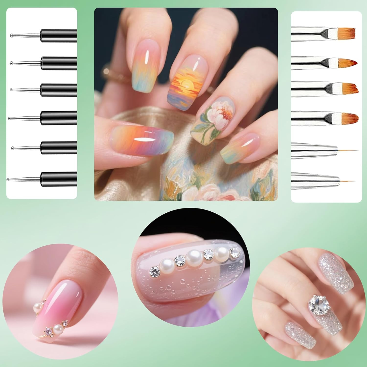 6PCS Double-Ended Nail Art Brush Kit for Gel Polish, Liner, Drawing, Dotting …
