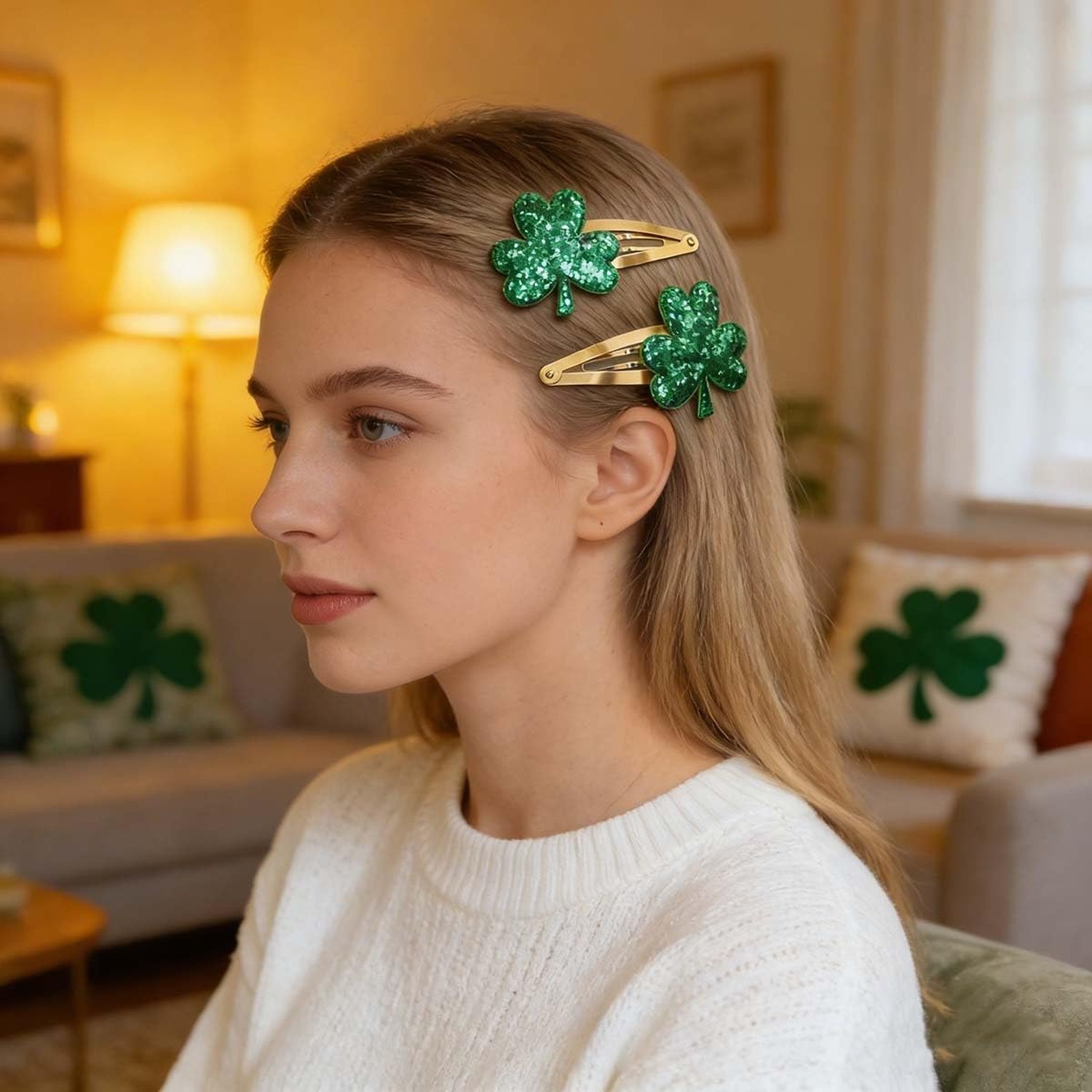 4Pcs St. Patrick’s Day Hair Clips Light Green Shamrock Hair Clips Dark Green …